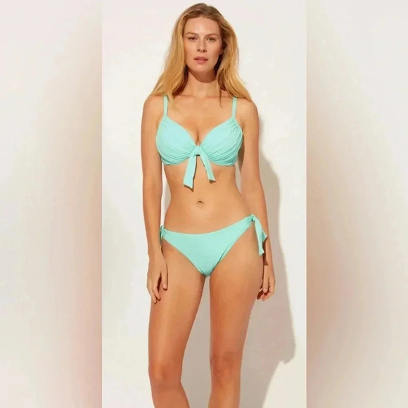 Bleu Rod Beattie Goddess Tie Front Underwire Bikini Top Size 40D & Bottom Sz 14 - Picture 1 of 8